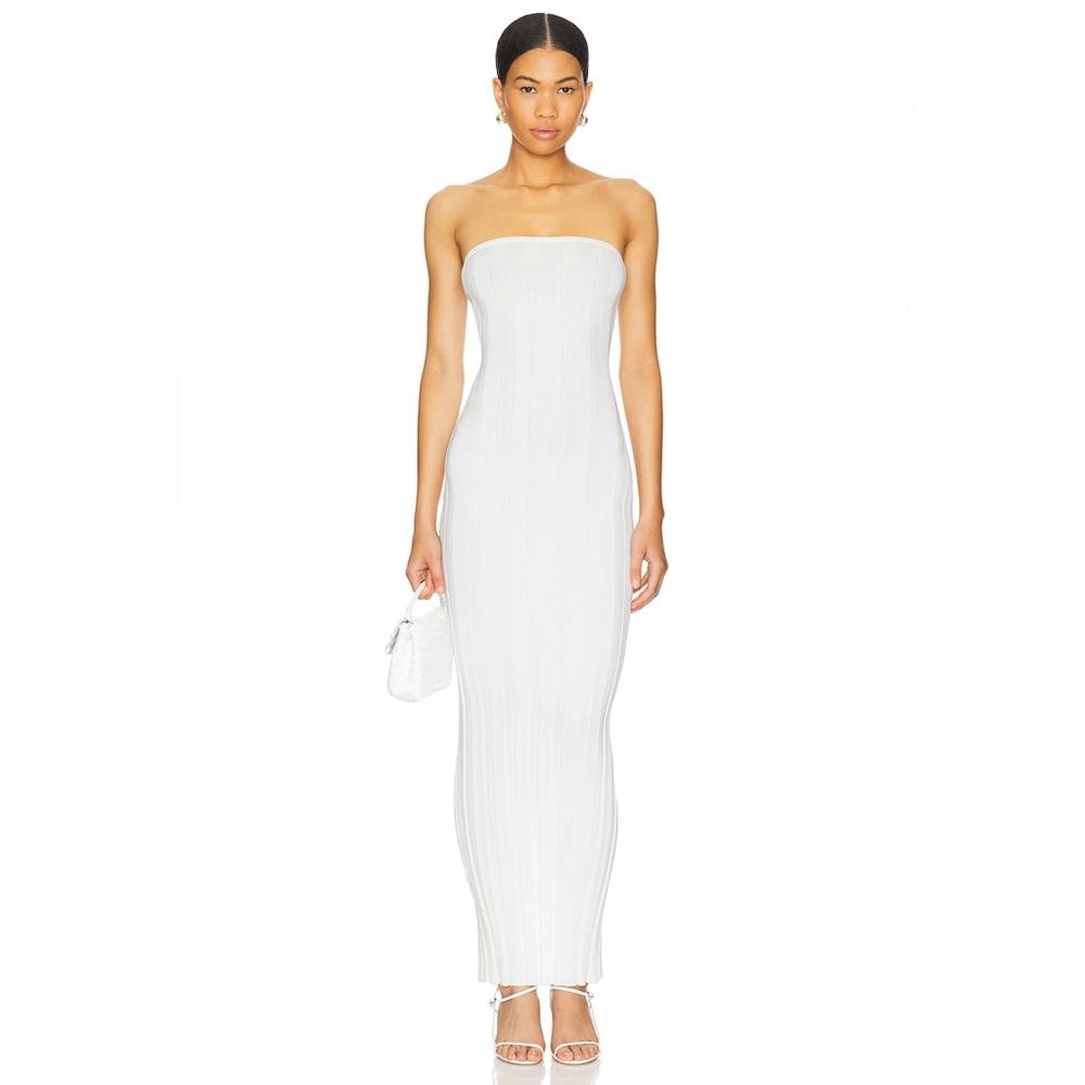 REVOLVE ALL THE WAYS Jolie Maxi Dress Ivory Strapless Ribbed Bodycon 📐Large NWT
